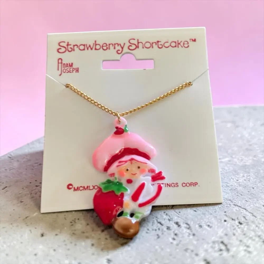1981 Strawberry Shortcake Necklace NIP Deadstock Adam Joseph Charm USA